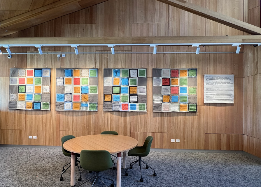 Exhibition of Divestments Quilts created by University alumni and Sue Lacey,