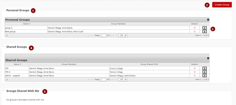 Create groups options